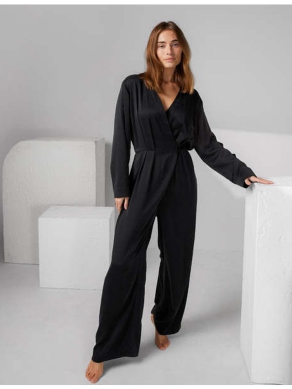Lunya Silk Immersed Black Long Sleeve Sleepwear Jumpsuit Size XL